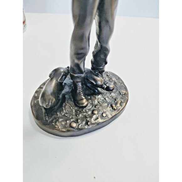 Heredities Vintage Resin Bronz Boy holding piglet Figurine P.Parsons - Picture 10 of 11